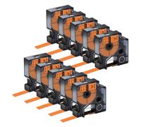 NexusDrive 5 10PK 9mm 12mm 19mm Compatible con Ind A18444 S0718600 Cintas de Etiquetas Reemplazo de Cintas para 1000 4200 6000(10PK Black on Orange)