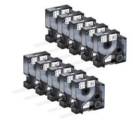 NexusDrive 5 10PK 9mm 12mm 19mm Compatible con Ind A18444 S0718600 Cintas de Etiquetas Reemplazo de Cintas para 1000 4200 6000(10PK Black on White)