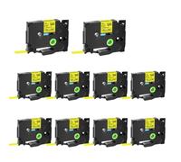 NexusDrive Cinta de Etiqueta laminada de ID Flexible de 10 pcs de Cruxer FX231 FX241 FX251 FX631 Chica Compatible con TZE Máquina de etiquetado Universal Fit(Black on Yellow)