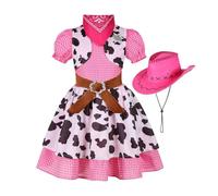 Nexusectar Cowgirl Costume for Girls Children Dress Up Costume with Hat