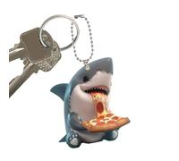 Nexusectar De Tiburón para Coche - Colgante De Tiburón Pizza 2D De 5x8 Cm, Lindo Dije De Animal Marino | Llavero Acrílico Sólido para Decoración De Coche, para Árbol De Navidad, Accesorio Colgante,