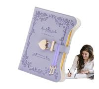 Nexusectar Diario con cerradura,Diario con cerradura - Cuaderno de tapa dura de cuero PU B6 con y llave - 360 páginas, cuaderno recargable, diario secreto para mujeres y niñas, organizadores