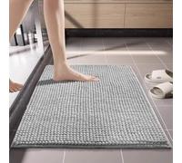 NexusGoods Alfombra de Baño de Chenilla Antideslizante, Suave y Super Absorbente, Lavable a Máquina Secado Rápido para Baño Ducha (Gris Claro,40x60cm)