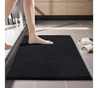 NexusGoods Alfombra de Baño de Chenilla Antideslizante, Suave y Super Absorbente, Lavable a Máquina Secado Rápido para Baño Ducha (Negro,60x90cm)