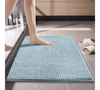 NexusGoods Alfombra de Baño de Chenilla Antideslizante, Suave y Super Absorbente, Lavable a Máquina Secado Rápido para Baño Ducha (Azul Claro,60x150cm)