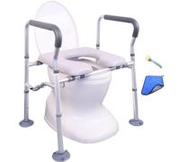 NexusSmash Asiento de inodoro elevado con asas de hasta 450 libras, asiento de inodoro elevado acolchado ancho para personas mayores con discapacidades, silla de seguridad para inodoro alargada con