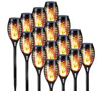 NEXVIN Luces de llamas Solar Exterior Jardin 16 Piezas Antorchas Solares Exterior con llamas Realistas, IP65 Impermeable, Decoración Luces para Césped y Camino, Jardín, Pasillo