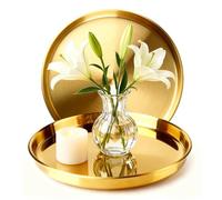 Nexyetnov Bandeja redonda dorada para servir, 12 pulgadas, paquete de 2