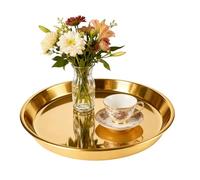 Nexyetnov Bandeja redonda dorada para servir, 15 pulgadas, 1 paquete