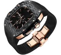 NEYENS 40mm 41mm Rm Style Luxury Carbon Fiber Case Rubber Watch Band Butterfly Clasp DIY Modification Kit,For Apple Watch Series 9/8/7 Series Watch Replacement Accessories, 41MM, Agate