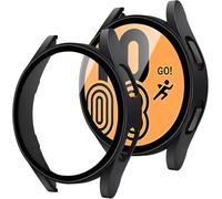 NEYENS Glass Case For Samsung Galaxy Watch 4 5 44mm 40mm Accessories PC All Around Anti fall Bumper Cover(Black,For Galaxy 4 44mm)