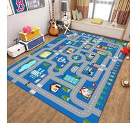 NEYTIIR Alfombras Infantiles Calles De La Ciudad Transporte Camiones Pista De Coches Alfombra De Juego, Alfombra para Salón Dormitorio Habitación Infantil Nursery Rug(C,200X300CM)
