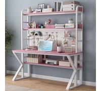 NEYTIIR Escritorio De Madera For Computadora con Estantes De Almacenamiento Y Tablero Perforado - Mesa De Trabajo Moderna Y Resistente For Escribir, Estudiar En Casa(C,43" W x 69" H x 23.6" D)