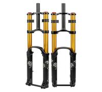 NEYTIIR Horquilla De Suspensión For Bicicleta De Montaña De 27.5" A 29" con Cámara De Aire, Recorrido De 190 Mm, Eje Pasante De 1-1/8", Compatible con Am/DH, Doble Pletina(Gold,29in)