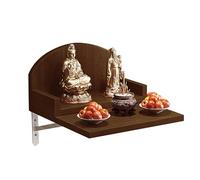 NEYTIIR Wall-Mounted Buddha Altar Shelf, Wooden Buddhist with Metal Support Frame, Fence Design On Both Sides, Guanyin Cabinet Ancestral Shrine(C,Medium)