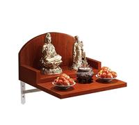 NEYTIIR Wall-Mounted Buddha Altar Shelf, Wooden Buddhist with Metal Support Frame, Fence Design On Both Sides, Guanyin Cabinet Ancestral Shrine(C,Small)