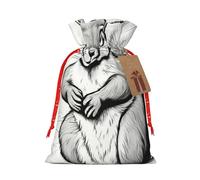 NEZIH Bolsa de regalo de Navidad con estampado de ardilla de dibujos animados - Bolsa de Navidad con cordón para regalos, bolsa de arpillera para recuerdos de Navidad, tamaño pequeño
