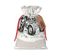 NEZIH Bolsa de regalo de Navidad con estampado de tractor de dibujos animados - Bolsa de Navidad con cordón para regalos, bolsa de arpillera para recuerdos de Navidad, tamaño pequeño