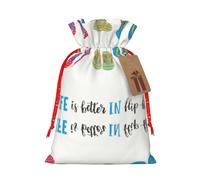 NEZIH Bolsa de regalo de Navidad con estampado de zapatos de playa para caligrafía, bolsa de regalo de Navidad con cordón para regalos, bolsa de arpillera de regalo de Navidad, tamaño pequeño