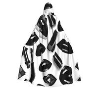 NEZIH Capa con capucha mística de labios negros geniales para hombres y mujeres, ideal para Halloween, cosplay y carnavales, 185 cm
