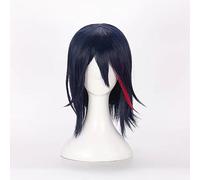 NEZIH Cosplay Wig Kill La Kill Matoi Ryuuko, Peluca De Cosplay, Peluca Roja Azul Oscuro, con Gorro De Peluca, Accesorios De Decoración De Halloween, Regalo De Anime