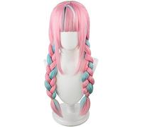 NEZIH Cosplay Wig Peluca De Cosplay De Anime, Trenzas Mixtas De Color Azul Y Rosa for Mujer, Pelo Largo De Doble Cola for Pelucas De Juego De rol De Minato Aqua con Gorro De Peluca