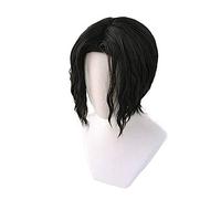 NEZIH Demon Slayer Kimetsu No Yaiba Kibutsuji Muzan Peluca Corta Y Rizada Negra Disfraz De Cosplay Pelo Sintético Resistente Al Calor Hombres Mujeres Pelucas, Con Gorro De Peluca