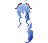NEZIH Genshin Impact Ganyu Cosplay 75 Cm Degradado Azul Degradado Peluca Cosplay Anime Cosplay Pelucas Calor Resistente Al Calor Mujeres Halloween Peluca, con Gorra De Peluca