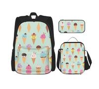 NEZIH Hello Hawaii Print - Juego de bolsas de libros 3 en 1, mochila ajustable para el hombro, bolsa de almuerzo, estuche para lápices, Conos de helado, Talla única
