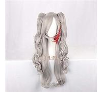 NEZIH Juego Azur Lane Prinz Eugen Peluca Cosplay Disfraz Silver Grey Gradient Largo Rizado Doble Ponillo Peluca, Con Gorra De Peluca, Accesorios Decorativos, Regalo Para Fanáticos Del Anime