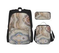 NEZIH Juego de mochila escolar con estampado de cactus verde con bolsa de almuerzo, estuche para lápices, juego de mochilas escolares, Piedra de ónix azul pálido, Talla única