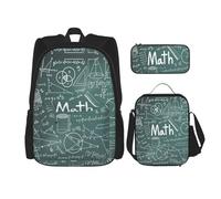 NEZIH Juego de mochila escolar con estampado de flores y flores y jirafa con bolsa de almuerzo, estuche para lápices, juego de mochilas escolares, Formulas Formulas Teoría Matemáticas Lección Palabra,