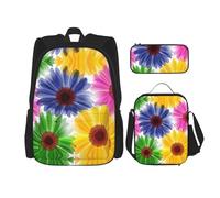 NEZIH Juego de mochila escolar con estampado tribal de barro africano con bolsa de almuerzo, estuche para lápices, juego de mochilas escolares, Flor colorida., Talla única