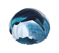 NEZIH Killer Whale Dolphin Ocean 1 - Gorro de ducha suave para mujer, doble capa impermeable, gorro de pelo transpirable