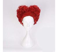 NEZIH Película Alicia En El País De Las Maravillas The Red Queen Curly Wig Cosplay Disfraz Mujer Pelo Corto Sintético Fiesta De Halloween Juego De Roles Pelucas, Con Gorro De Peluca