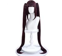 NEZIH Peluca De Cosplay Nekopara Chocolat Chocola Larga Caballo Caballo Marrón Vainilla Kawaii 100 Cm Resistente Al Calor Cosplay Wig + Peluca Gorra para La Fiesta, Accesorios Decorativos