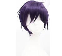 NEZIH Peluca de Cosplay Noragami Yato Yaboku Pelucas moradas Corta Cosplay Fiesta Moda Anime Disfraz Humano Pelucas Completas Yato Yaboku, con Gorro de Peluca, Accesorios Decorativos