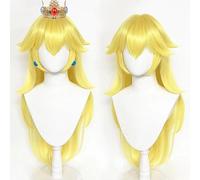 NEZIH Princess Peach Toadstool Cosplay Peluca De Peluca Pelo Amarillo Doradopelucas + Peluca Cap, Adecuado para Fiestas De Halloween, Carnaval, Exposición De Anime, Regalo De Anime,Amarillo