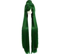 NEZIH Sailor Moon Sailor Plutón Meiou Setsuna Cosplay Pelucas Larga Verde Largo con Bollo Detachable Resistente Al Calor Peluca Sintética Sintética + Peluca Cap, Accesorios Decorativos