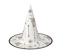 NEZIH Sombrero de Halloween con estampado de calavera de toro ribal sobre blanco, accesorio para adultos, disfraz de fiesta, cono, sombrero de bruja para mujeres, niños, niñas y niños