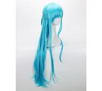 NEZIH Sword Art Online Yuuki Asuna Yuki Asuna - Peluca Trenzada De Pelo Sintético Estilo Azul + Gorra De Peluca, Accesorios De Decoración De Halloween, Regalo De Anime