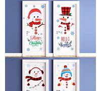 Nezyo 10 Hojas Pegatinas de Puerta de Navidad Calcomanía de Muñeco de Nieve Grande Pegatina de Nevera Adorno de Nevera Navidad de Ventana de Muñeco de Nieve con Copo