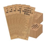 Nezyo 100 Piezas Marcapaginas Cristianos Español Marcador de Versículos Bíblicos Números de Emergencia Regalo Religioso para Pastor Lectura de Biblia Domingo de Iglesia Cumpleaños Navidad (Marrón)