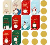 Nezyo 100 Tarjetas Navideñas para Rascar para Premios Rascador Fiestas | Cartas con Pegatinas Doradas para Rascar, Con Patrón Muñeco de Nieve, Alce, Y Papá Noel, Para Cumpleaños, Navidad, Eventos