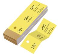 Nezyo 2 Bloques de Números de Boletos Guardarropa 1-200 Boletos Perforados y Separables en TRES Partes Ideal para Guardarropa Rifas Eventos Fiestas Ferias (Amarillo)