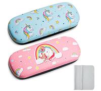 Nezyo 2 Fundas Rígidas para Gafas con Patrón de Unicornio con 2 Paños de Limpieza (Unicornio)