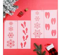 Nezyo 4 Plantillas de Huella de Navidad Troqueles de Corte de Huella Plantilla de Huellas Plantilla Reutilizable de Dibujo de Pie Navideña (copo de nieve, elfo y alce)