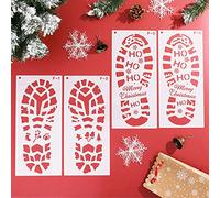 Nezyo 4 Plantillas de Huella de Navidad Troqueles de Corte de Huella Plantilla de Huellas Plantilla Reutilizable de Dibujo de Pie Navideña (Huellas de Papá Noel)