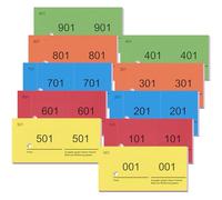 Nezyo Blocs Numerados 1-1000 Tickets Números Blocs de Notas de Números Dobles Papeletas Guardarropa para Eventos Ferias Rifas Sorteo Consumición, 10 x 5 cm(Amarillo, Rojo, Azul, Naranja, Verde)