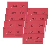 Nezyo Blocs Numerados 1-1000 Tickets Números Blocs de Notas de Números Dobles Papeletas Guardarropa para Eventos Ferias Rifas Sorteo Consumición, 10 x 5 cm(Rojo)